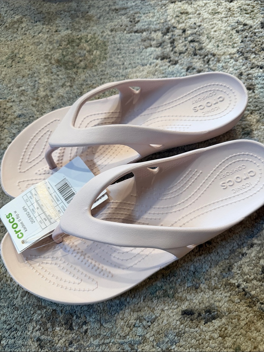 CROCS Women's Pale Pink Foam Flip Sandals - Cushioned Thong Style